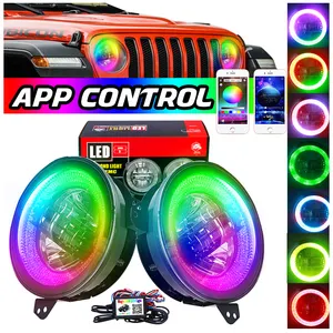 Demon Eye Rgb Projector 9 Inch Inches Round High Low Beam Led Head Light Headlight For Jeep Wrangler Jl