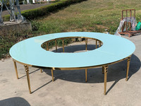 Miroir extérieur en verre et acier inoxydable pour mariage, événement, fête, table serpentine, table de mariage - Or ou argent