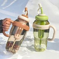 Vente en gros de grande capacité, tasse à glace d'extérieur avec paille en plastique pour crème glacée, nouvelle poignée porte-bonheur, tasse, bouteille d'eau