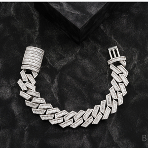 Bracelet cubain de luxe en diamant CVD VVS cultivé en laboratoire, double rangée de baguettes, or blanc massif 10K 14K, Inde - Product Image 4