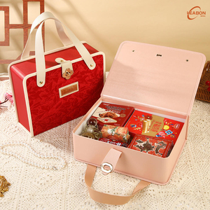 Caja de Papel Portátil, Rígida, de Cartón, con Tapa Abatible, Diseño de Bolso, Cierre Magnético, Asa de Cuero, Laminación Brillante, para Regalos de Boda o Dulces - Product Image 5