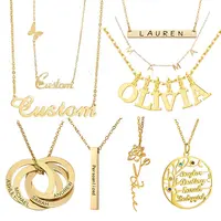 Custom Stainless Steel Nameplate Necklace, 18 k Gold Plate
