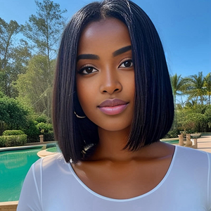 Vente en gros perruques courtes péruviennes sans colle pour femmes noires perruque vietnamienne naturelle droite Hd dentelle frontale cheveux humains Bob - Product Image 1