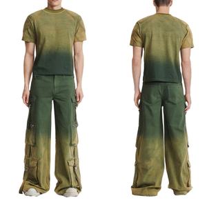Pantalon cargo dégradé unisexe à jambes larges, style décontracté, multi-poches, avec logo personnalisé, prix de gros - Product Image 5