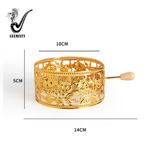Cesta de Carbón para Shisha Portátil con Diseño de Rejilla de Flores Doradas, Venta al por Mayor de Fábrica, Soporte de Carbón Metálico para Narguile con Cubiertas Antiviento - Product Image 5