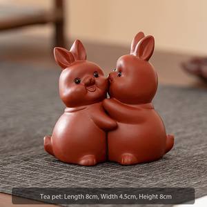 Vente en gros directe d'usine, animal de compagnie en thé Zisha Rabbit, or brut, accessoire de thé mignon et nourrissant avec une signification inégalée - Product Image 2