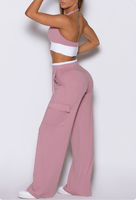 Ensemble 2 pièces pour femme : Soutien-gorge de sport dos nu personnalisé taille haute et short taille haute à jambe large uni extensible dans les quatre sens, pour l'entraînement et les activités sportives