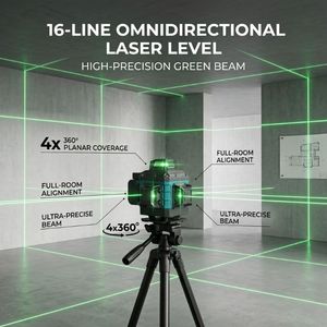 Niveau <span class=keywords><strong>laser</strong></span> numérique magnétique vert Spectra Precision 16 lignes 4D <span class=keywords><strong>avec</strong></span> trépied longue portée – Kit complet - Product Image 1