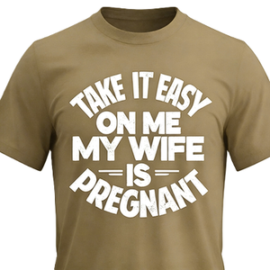 T-shirt graphique drôle pour homme « <span class=keywords><strong>Take</strong></span> It Easy <span class=keywords><strong>On</strong></span> <span class=keywords><strong>Me</strong></span> My Wife Is Pregnant » pour futur papa, en coton surdimensionné à manches courtes, style streetwear décontracté - Product Image 3