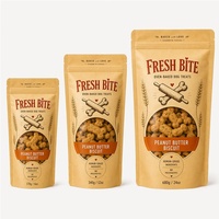 Sachet Doypack Personnalisé pour Friandises pour Chiens, en Kraft et Mylar, Imprimé par Héliogravure, avec Fenêtre Transparente et Fermeture Zip Refermable, pour Emballage Alimentaire pour Animaux de Compagnie et Produits de Boulangerie, Marque OEM, MOQ