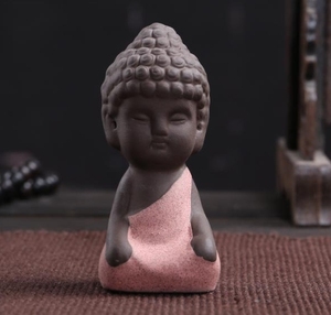 3.5*7.5cm Small Size Ceramic Little Buddha Statue Pottery Mini <strong>Laughing</strong> Monk for Red Portable Car Home Hotel - Product Image 2