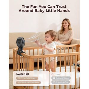 Ventilador SweetFull para cochecito de bebé, con batería de 4000 mAh, portátil, con clip, para dormitorio, habitación infantil, hogar y oficina - Product Image 2