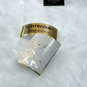 Custom Aluminum Perfume Nameplate For <b>Glass</b> <b>Bottles</b> Curved <b>Vintage</b> Style Offset Screen Printing Package Label - Product Image 3