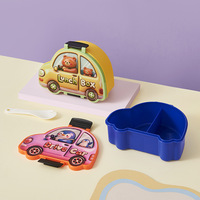 Nouvelle arrivée, boîte à lunch portable en plastique pour enfants, design mignon de dessin animé, double compartiment, capacité de 800 à 1000 ml, boîte résistante au micro-ondes