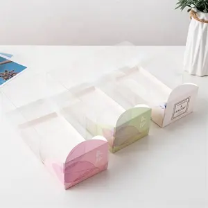 Swiss Roll Kotak Kemasan Kue Kotak Kemasan Kartu Putih PET Kotak Kue Pastry Transparan