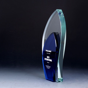 Trofeos de cristal con forma de hoja personalizados, recuerdo de honor, premio de cristal en blanco de lujo, de lujo, en el momento de la llegada - Product Image 5