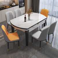 Table à manger en marbre au design moderne avec table rétractable Chaises de restaurant Tables Mobilier d'appartement pour usage familial