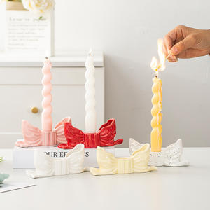 Candelabro de aromaterapia para decoración del hogar creativo de estilo <span class=keywords><strong>Ins</strong></span> con poste largo y lazo, otros candelabros, farolillos, tarros de velas - Product Image 1