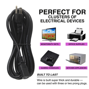 สากล10A 250V US สายไฟ AC IEC 320 C13 <span class=keywords><strong>3</strong></span> <span class=keywords><strong>Prong</strong></span> คอมพิวเตอร์ทีวีเปลี่ยนสายไฟ - Product Image 2
