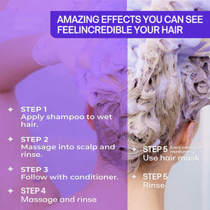 Champú y Acondicionador con mascarilla de <span class=keywords><strong>pelo</strong></span> púrpura, marca privada, nuevo diseño, hidratante, Amarillo, Morado, equilibrio, Rubio, plateado - Product Image 3