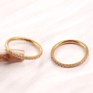 ASTM F136 G23 Titanium 1PCS <span class=keywords><strong>micro</strong></span> chèn cơ thể piercing đồ trang sức dát Zircon mũi vòng Hoop mũi Studs cho món quà 6-12mm Vòng mũi - Product Image 6