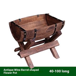 Pot de fleur en tonneau de chêne antiseptique écologique demi-baril extérieur en bois artisanat jardin paysage boîte à vin vin plantation de légumes - Product Image 3