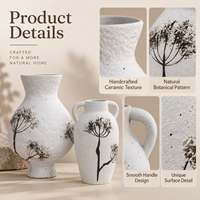 Vase à fleurs décoratif en céramique Jossin, vase en céramique blanc avec motif d'arbre artistique pour la décoration de la chambre à coucher et du salon