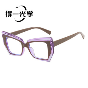 Cat Eye Glasses Color-Blocked Anti-Blue Light Women's Fashion Optical <b>Eyewear</b> - Product Image 5