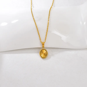 Elegant Women Jewelry Oval Pendant <b>Necklace</b> 304 Stainless Steel Gold Plated <b>Heart</b> Shaped Accessories Non Fading Trendy Fashion - Product Image 1