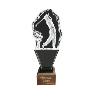 Casting Helder Kristalglas Trofee Award Standbeeld Sport En Games Evenement Golf Award