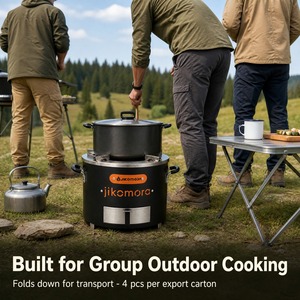 Poêle à charbon africain en acier inoxydable, poêle à bois avec poignées isolées contre la chaleur et cendrier extractible pour la cuisson en extérieur - Product Image 5