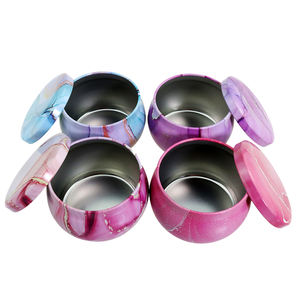 Оптовая продажа, металлический контейнер для свечей 4,4 унции 2,2 унции, оловянный контейнер для ароматизированных свечей, круглый металлический жестяной контейнер для свечей из соевого воска - Product Image 3