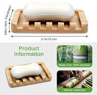 Porte-savon en bambou auto-drainant Naturel Porte-savon monobloc pour la douche Salle de bain Cuisine Baignoire avec design antidérapant