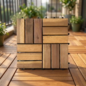 Azulejo de suelo de madera de Acacia moderno, cubierta entrelazada para decoración del hogar al aire libre, balcón, entrada, Patio, jardín - Product Image 1