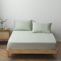 Parure de draps 100 % bambou respirante avec taies d'oreiller en bambou et draps en eucalyptus pour usage domestique – Ensemble de draps plats en bambou