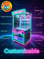 KranOK Cyberpunk UFO Catcher Neon LED Claw Crane Machine Japanese Style Arcade Prize Game
