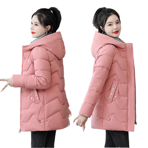 Manteau d'hiver pour <span class=keywords><strong>femme</strong></span> à capuche, mi-long, coupe ajustée, col montant, fermeture éclair, épais, polyvalent, polyester/coton, tailles M-3XL - Product Image 4