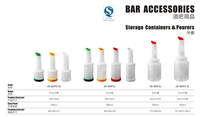 Bouteilles de stockage en plastique avec bec verseur pour jus de fruits, conformes aux normes NSF, avec couvercles colorés