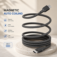 Câble magnétique USB C vers USB C 1M 240W, USB 2.0 5A, charge rapide, cordon en nylon tressé, ordinateur portable, OEM ODM, câble de données Type C