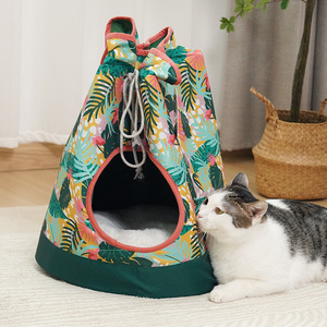Cat House Round Faux Fur Pet <b>Bed</b> Warm For Cat All Seasons Washable - Product Image 3