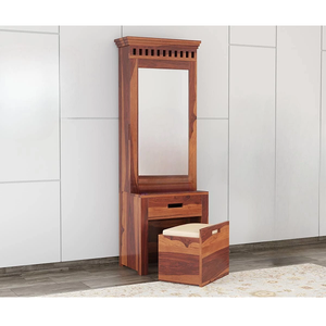 Table de toilette en bois de Sheesham finition miel, élégante et robuste, avec tiroirs spacieux, design durable pour chambre à coucher - Product Image 1