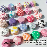 2.5cm * 1.75cm Mini doublures en papier Cupcake résistant aux hautes températures carré résistant à l'huile imprimé emballages de gâteau pour la cuisson de gâteau