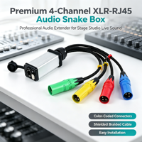 Boîtier audio multipaire 4 canaux XLR vers RJ45, prolongateur de signal audio mâle-femelle vers RJ45 pour performances en direct, DJ, scène, studio d'enregistrement