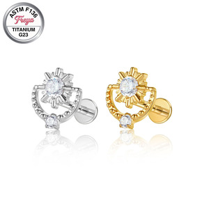 Boucles <span class=keywords><strong>d</strong></span>'oreilles Freya Cross, piercing labret, titane de qualité implant ASTM F136, clous <span class=keywords><strong>d</strong></span>'oreilles à dos plat pour femmes, clous <span class=keywords><strong>d</strong></span>'oreilles pour hélix et tragus - Product Image 6