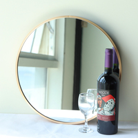Grand miroir rond mural en alliage d'aluminium doré pour la décoration intérieure, idéal pour la salle de bain