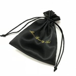 Sacs de voyage en satin beige haut de gamme pour lingerie, sacs de rangement, boîtes cadeaux cosmétiques, pochettes à cordon personnalisables avec logo - Product Image 2
