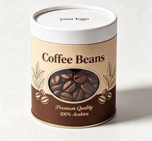 Custom Kraft Paper Tube With Clear Lid For <b>Coffee</b> Beans Recyclable Packaging Gold Foil <b>Printing</b> - Product Image 1