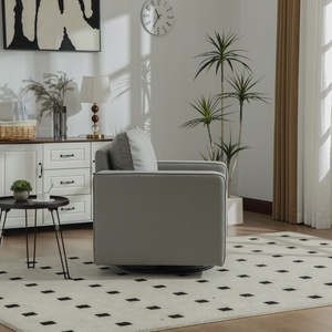 <span class=keywords><strong>Fauteuil</strong></span> pivotant moderne rembourré avec rangement dissimulé, <span class=keywords><strong>accoudoirs</strong></span> en tissu technique, chaise de détente pour salon en gris - Product Image 2
