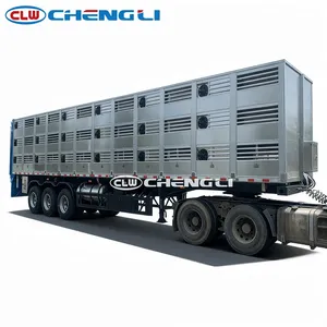 Remorque pour bétail, remorque pour animaux, semi-remorque pour bétail 30T, remorque en aluminium à 3-4 niveaux pour le transport d'animaux avec hayon hydraulique - Product Image 1
