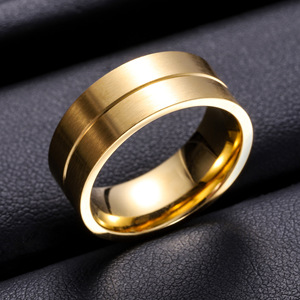European Style 18K Gold Plated Zircon <b>Couple</b> <b>Rings</b> For Wedding Unisex Fashion Jewelry Geometric Design Stainless Steel - Product Image 2